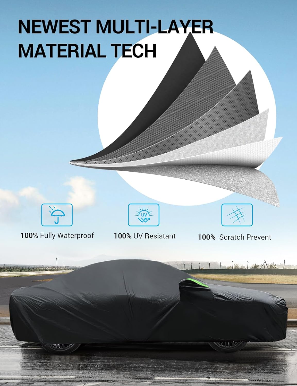 Proadsy 2025 Upgrade Car Cover Custom Fit for 2019-2025 Mazda3, Waterproof All Weather for Automobiles, Full Exterior Cover Rain Snow Sun Protector Indoor Outdoor Car Cover