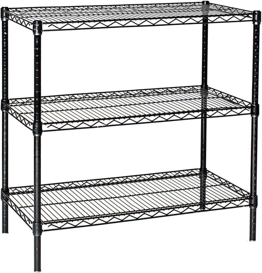 Omega 14" Deep x 72" Wide x 36" High 3 Tier Black Starter Shelving Unit