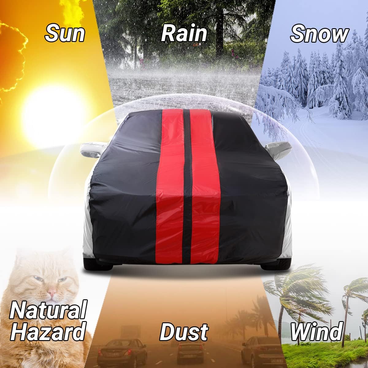 iCarCover Custom Car Cover Compatible with Camaro 2010-2023, Waterproof All Weather Rain Snow UV Sun Protector Full Exterior Indoor Outdoor Car Covers, Tribe (Gray/Black)