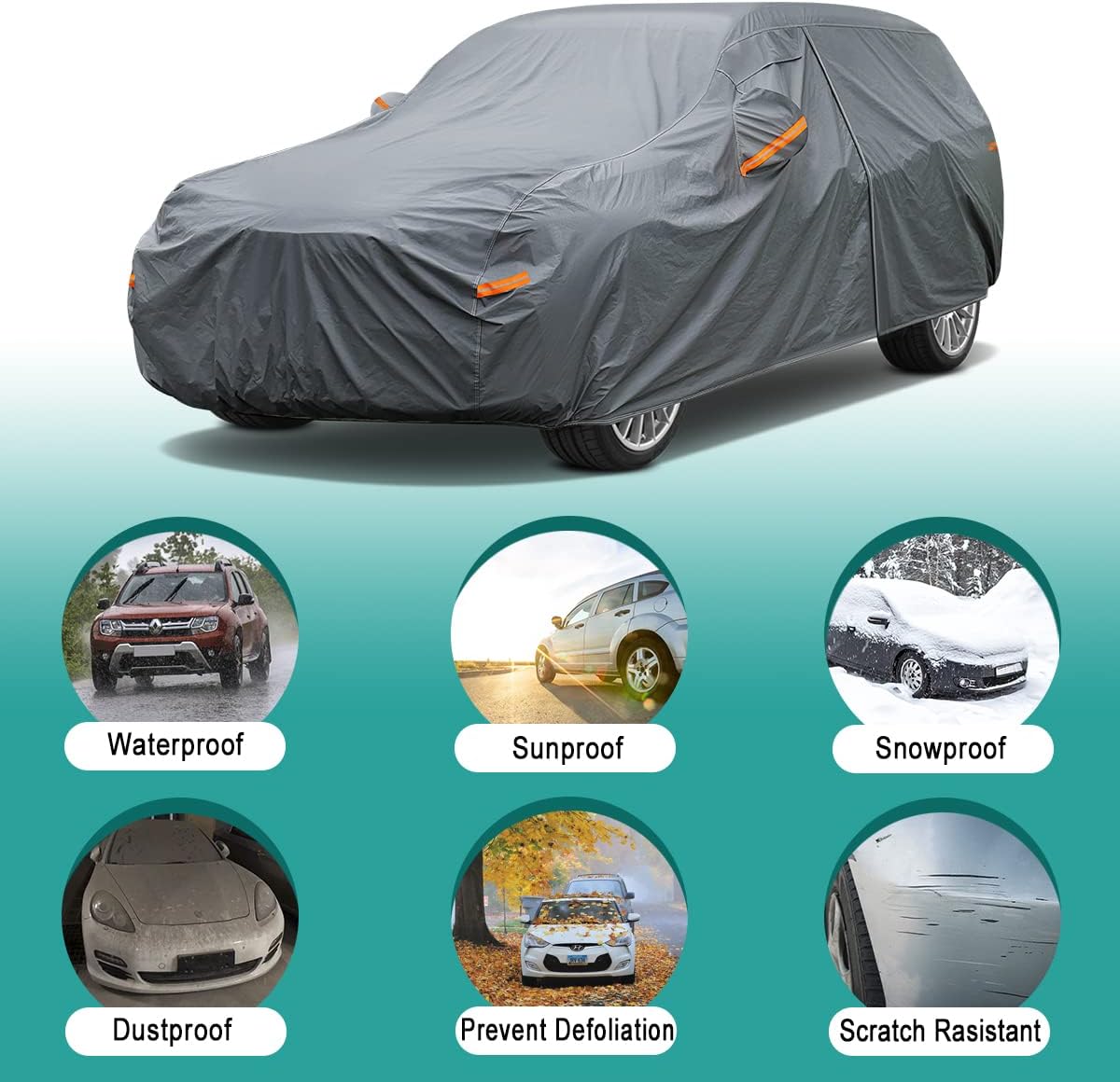 Premium Car Cover Custom Fit BMW X5 (2007-2025), 16 Layers Heavy Duty Car Cover Waterproof All Weather with Zipper Door for Sun Rain Snow Dust Uv Protection