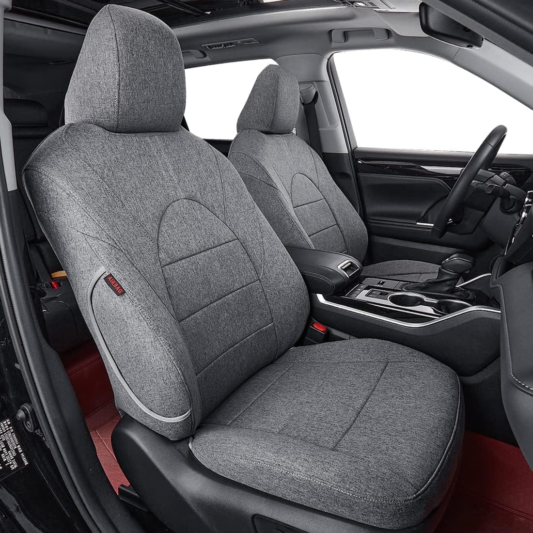 coverdream Custom Fit Camry Car Seat Covers for 2025 Toyota Camry XLE,XSE,Full Coverage Polyester Seat Protector(Full Set,Gray)