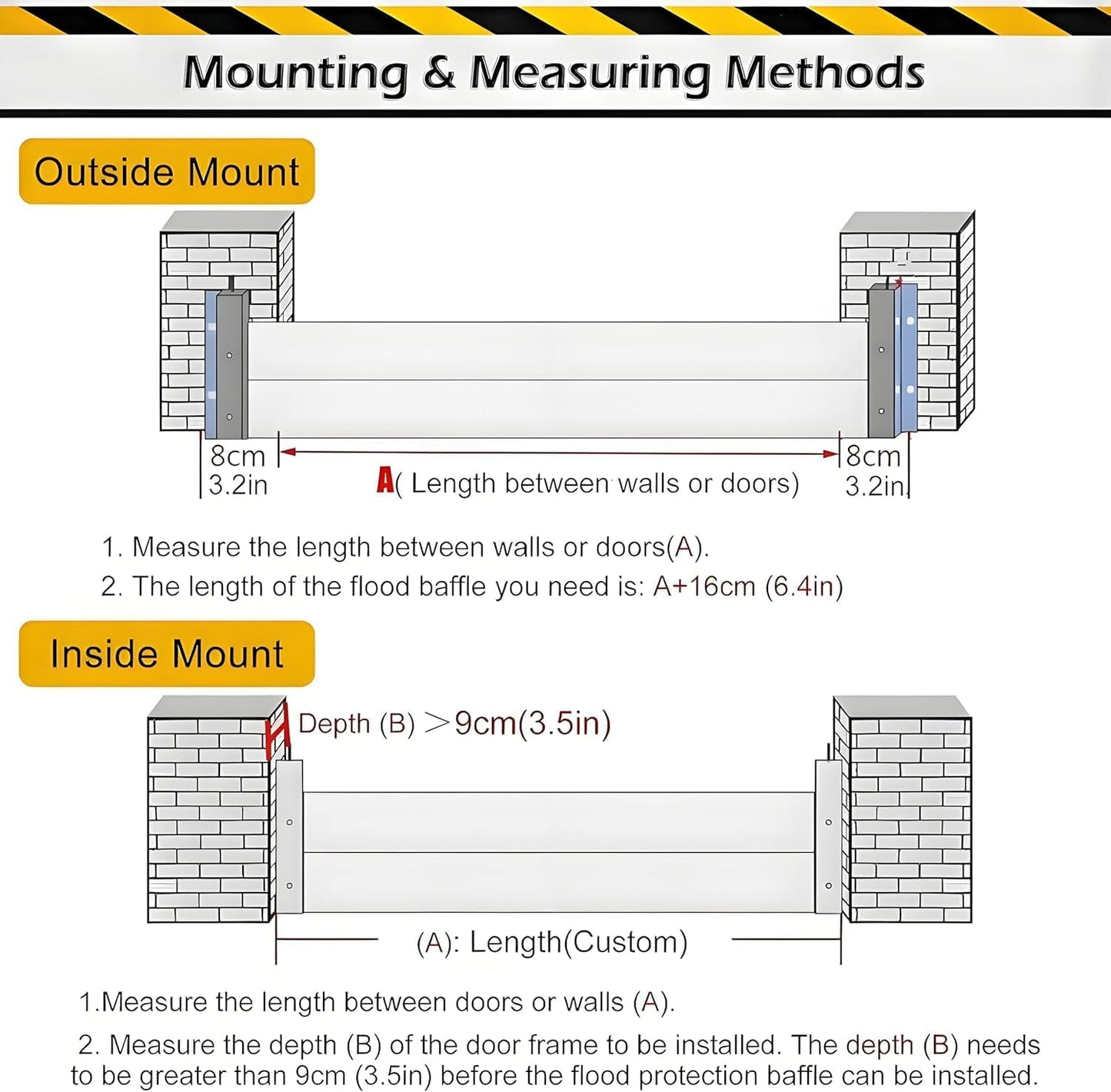 Flood Barriers for Home Exterior - Aluminum Alloy Outdoor Easy Flood Barrier Garage Doors Water Barriers for Flooding,H31.5 Inch/L8.5FT