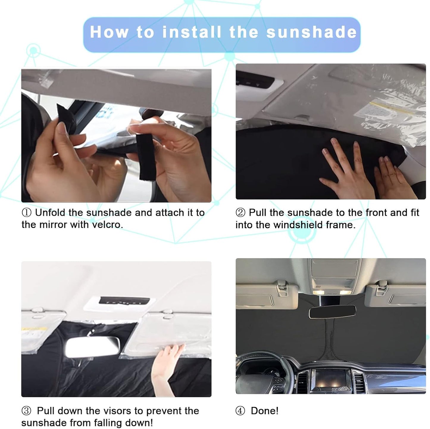 SXCY 2023 2024 2025 Pilot Windshield Sunshade 2019-2025 Honda Pilot LX, Sport, EX-L, TrailSport, Touring Elite Accessories Sun shade Windshield for 2024 Pilot Foldable Sunshade for 2025 Pilot Sunshade