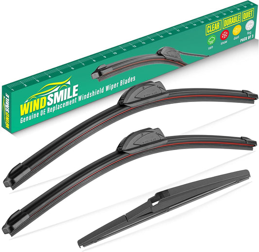 22" 19" 12" Windshield Wiper Blades Replacement for Toyota Highlander 2001 2002 2003 2004 2005 2006 2007 Premium All Weather Front Rear Wipers Set - OEM Quality (Pack of 3)