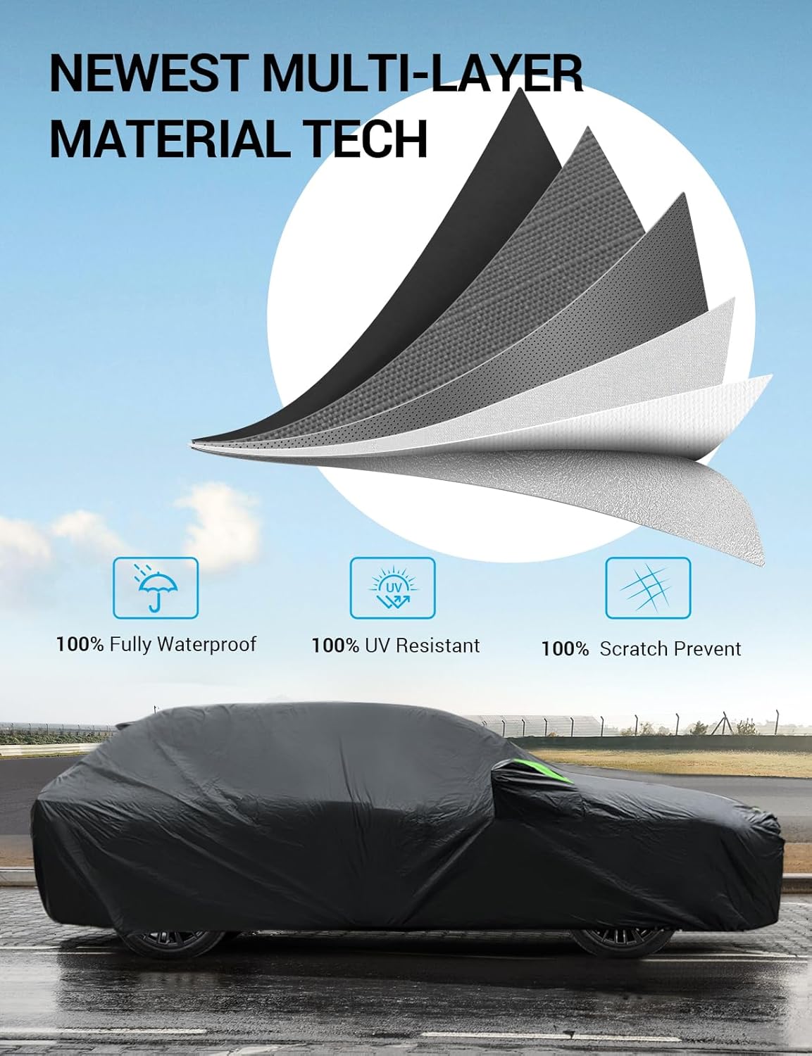 Proadsy 2025 Upgrade Car Cover Custom Fit for 2023-2025 Mazda CX-50, Waterproof All Weather for Automobiles, Full Exterior Cover Rain Snow Sun Protector Indoor Outdoor Car Cover