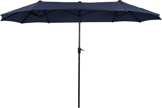 PHI VILLA 13ft Double-Sided Twin Outdoor Patio Umbrella Market Umbrella, Navy