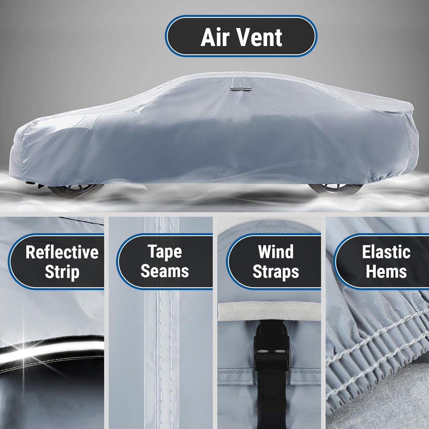 iCarCover Custom Car Cover for Chevy Del Ray (1954-1957) Waterproof All Weather Rain Snow UV Sun Protector Full Exterior Indoor Outdoor Car Cover (Stripe - Gray/Black)