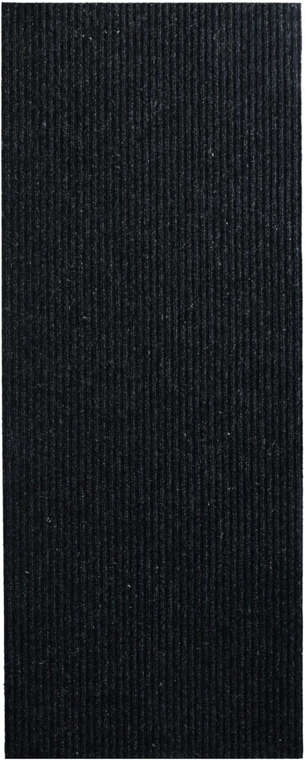 iCustomRug Spartan Weather Warrior Indoor/Outdoor Utility Ribbed Carpet Runner with Non-Slip Thermoplastic Rubber Backing, 28in X 70ft in Black