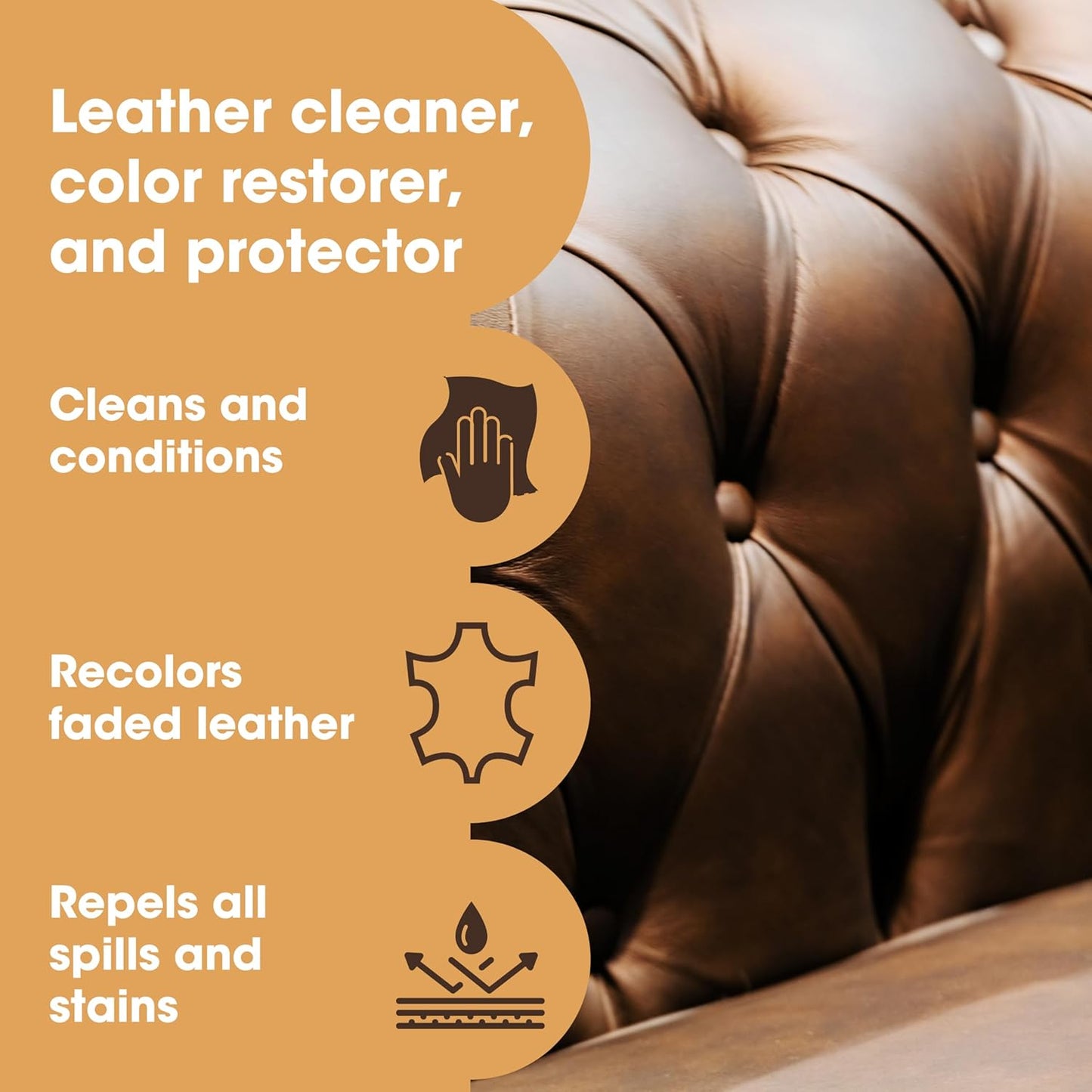 Furniture Clinic Leather Complete Restoration Kit | with Leather Recoloring Balm, Cleaner, 2-in-1 Protection Cream & Conditioner, Sponge, and Cloth | Repair Kit for Furniture (Medium Brown)