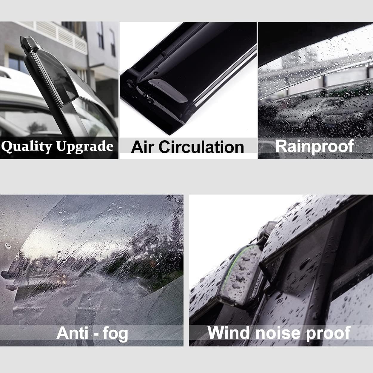 94364 Side Window Visors Wind Vent Deflector,4pcs Outside Mount Tape-On Nice Sun Rain Guards Set for 2013-2016 Mazda CX-5