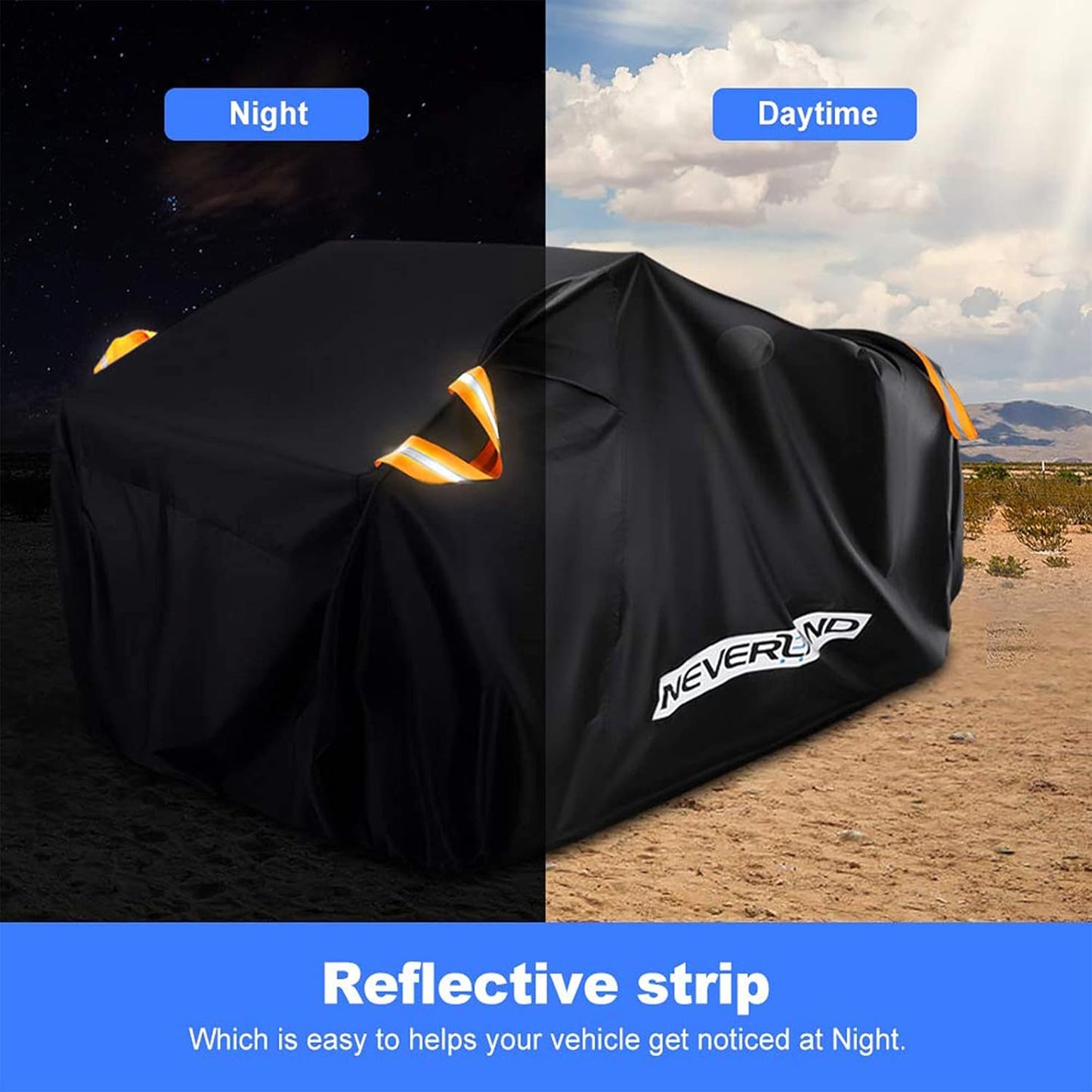NEVERLAND ATV Cover Oxford Cloth Heavy,Compatible with Polaris Sportsman Yamaha Grizzly Honda FourTrax Kawasaki KFX Wheel Car with Air Vents Reflective Strips and Buckle Straps Length up to 82 inches