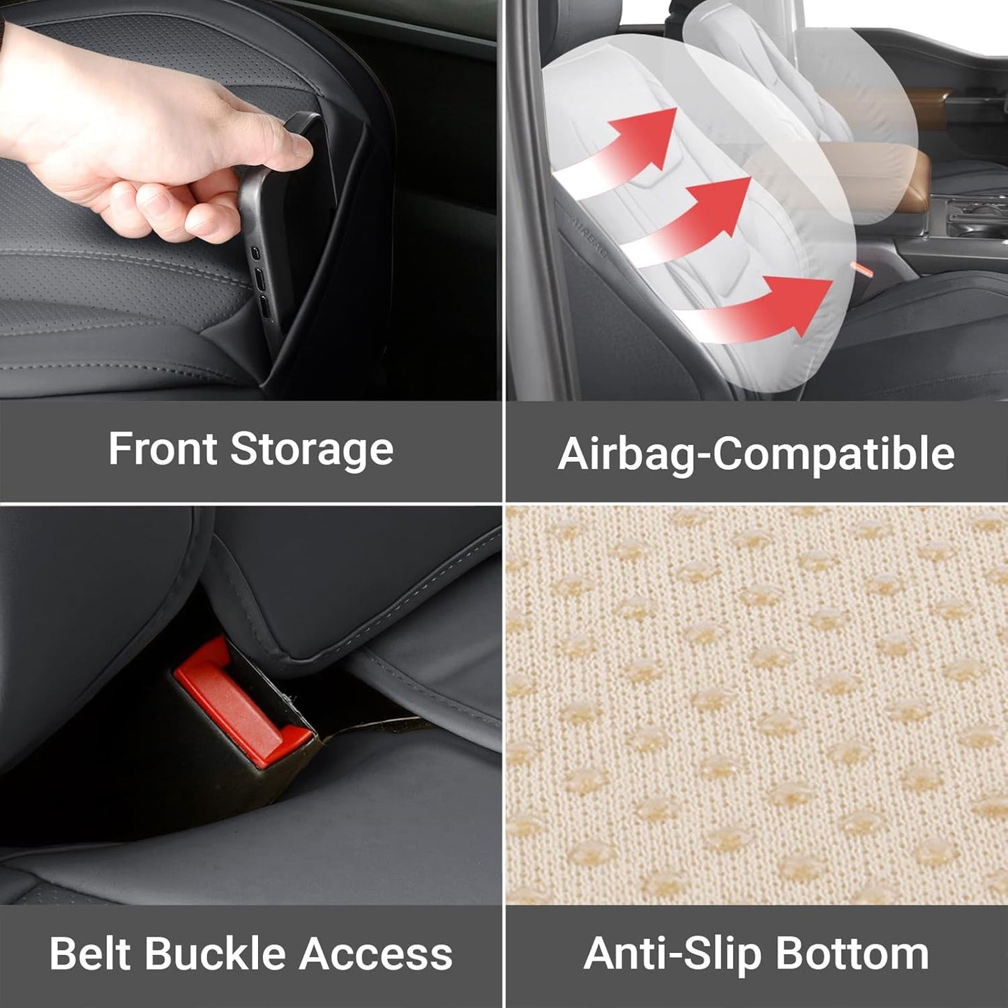 Coverland Custom Car Seat Covers Compatible with 2007-2013 Silverado 1500 Crew Cab, Extended Cab - Premium Leather Non-Slip Waterproof Interior Protector Full Set-Dark Gray [See Size Chart-Size X133]