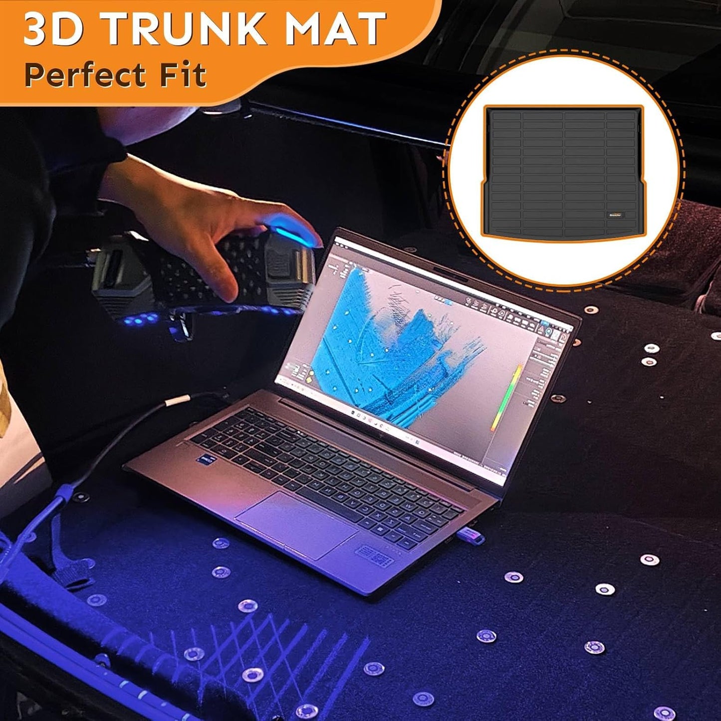 Binmotor-Floor Mats & Cargo Liner for Dodge Grand Caravan 2011-2021, 7 Passenger, All Weather Mats Grand Caravan Cargo Trunk Mat, Floor Liners Car Mats Accessories for Grand Caravan