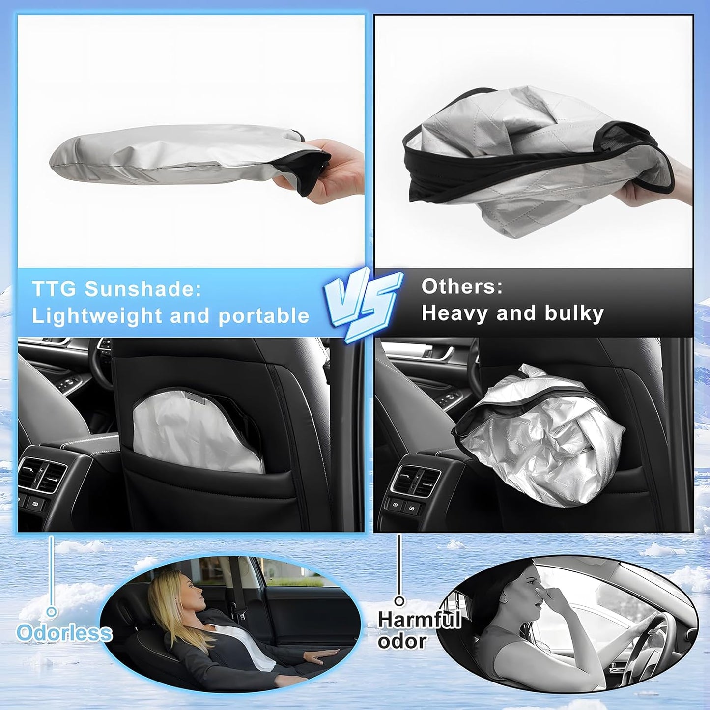 T TGBROS Windshield Sun Shade Custom Fit for 2016-2022 Honda HR-V HRV Accessories Foldable Sun Shield Reflective Polyester Sun Visor Cover Block Heat and Sun Protection