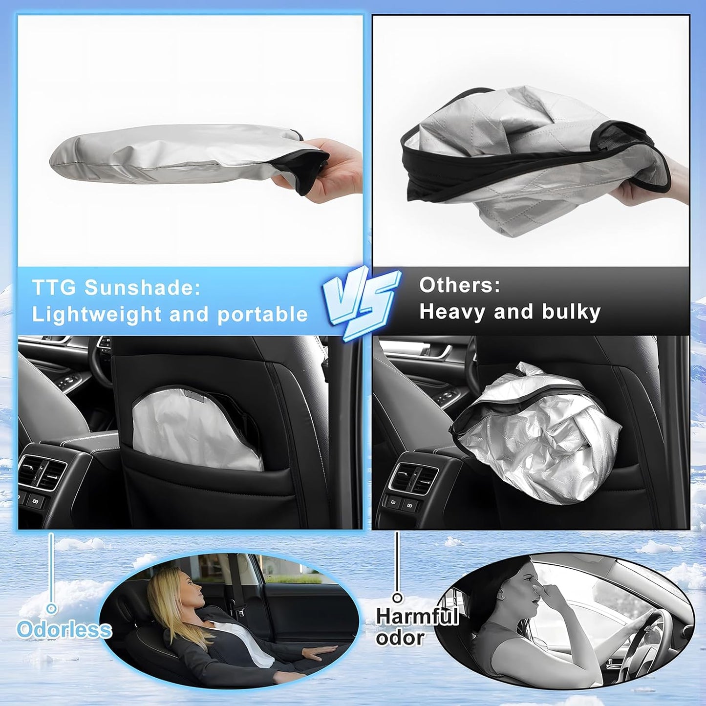T TGBROS Windshield Sun Shade Custom Fit for 2022-2023 2024 2025 Genesis GV70 Accessories Foldable Sun Shield Reflective Polyester Sun Visor Cover Block Heat and Sun Protection