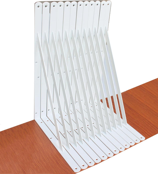 12 Pack L22 x H 12" White Heavy Duty Shelf Brackets with Screws Metal Shelf Brackets Shelf Support Angle Brackets for Shelves L Brackets Heavy Duty Floating Shelf