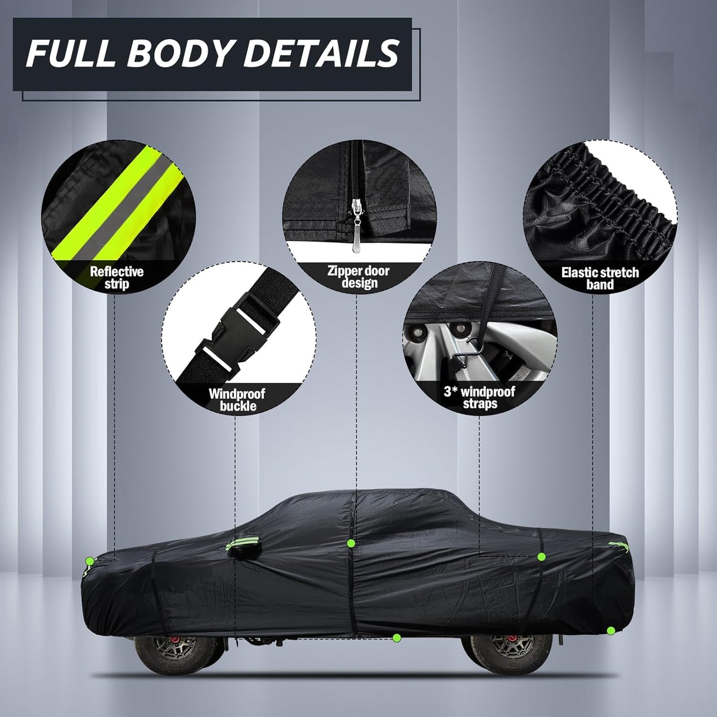 Migaven 6 Layers Car Cover Custom Fit for Toyota Tacoma 2005-2024, Waterproof Full Exterior Cover Rain Sun Protection with Door Zipper