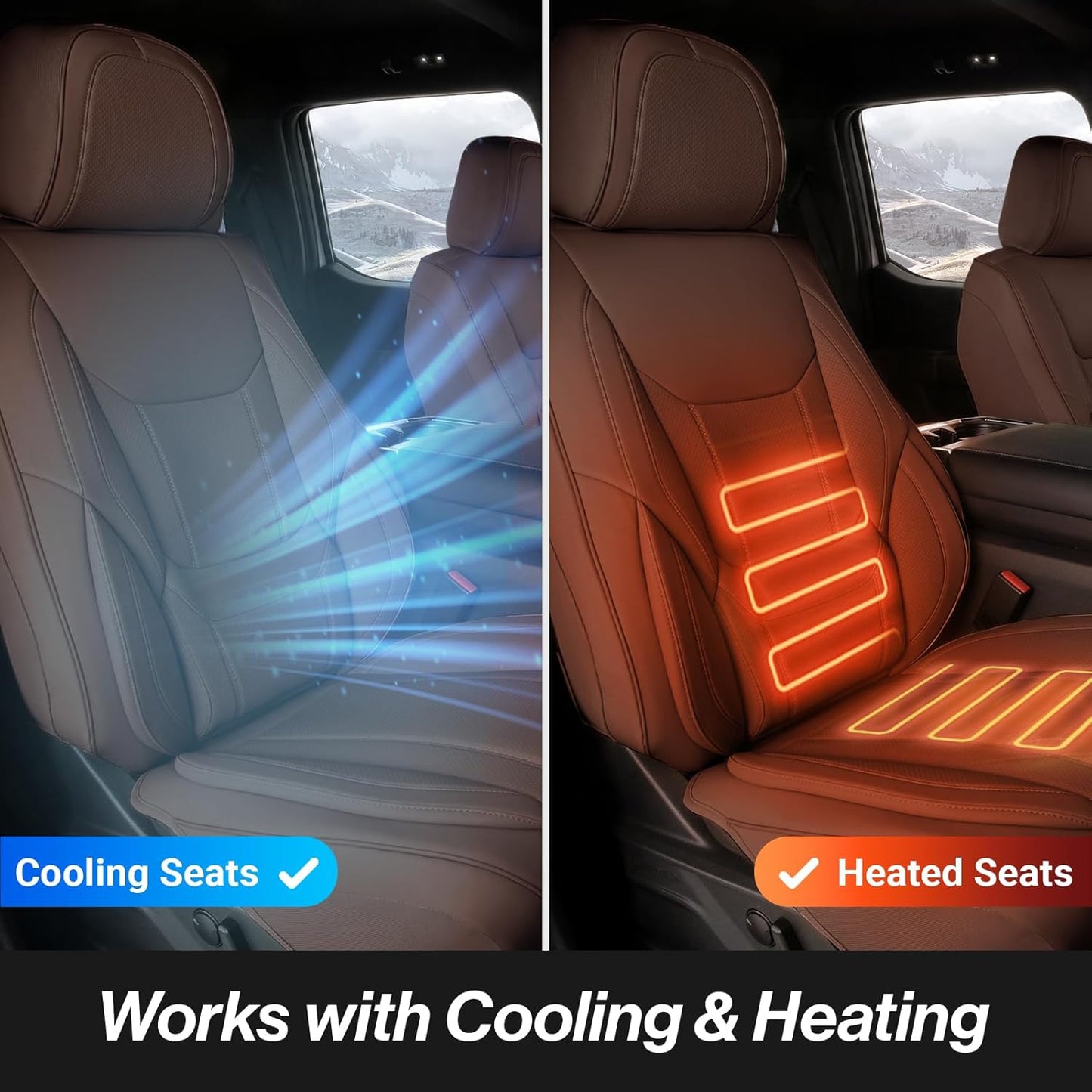 Coverland Custom Car Seat Covers Compatible with Ram 2500 Crew Cab - Premium Leather Non-Slip Memory Foam Waterproof Cover Custom Fit Interior Protector Full Set-Dark Brown [See Size Chart-Size X141]