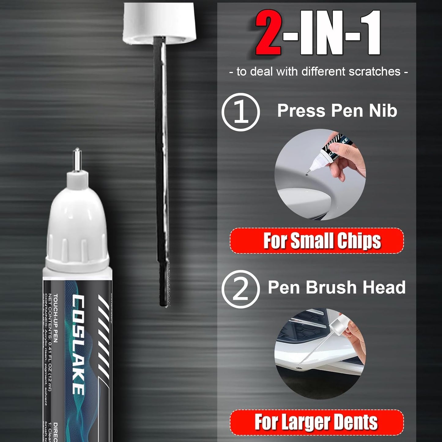 Car Touch Up Paint(Argent Silver Metallic(GXD/WA130H)) for Cadillac, Car Paint Scratch Repair Kit, Quick & Easy Solution to Repair, 2 in 1 Scratch Remover Pen with 2PCS Disposable Micro Applicators