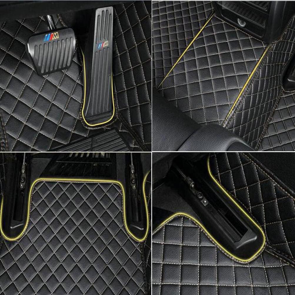 TAHALICustom Colors Car Floor Mats Black Pink for 99.9% Sedan SUV Sports， All-Weather Liners Car Floor mat，Luxury Leather Automotive Floor Mats (Black Wine red-,3D Floor Mats)