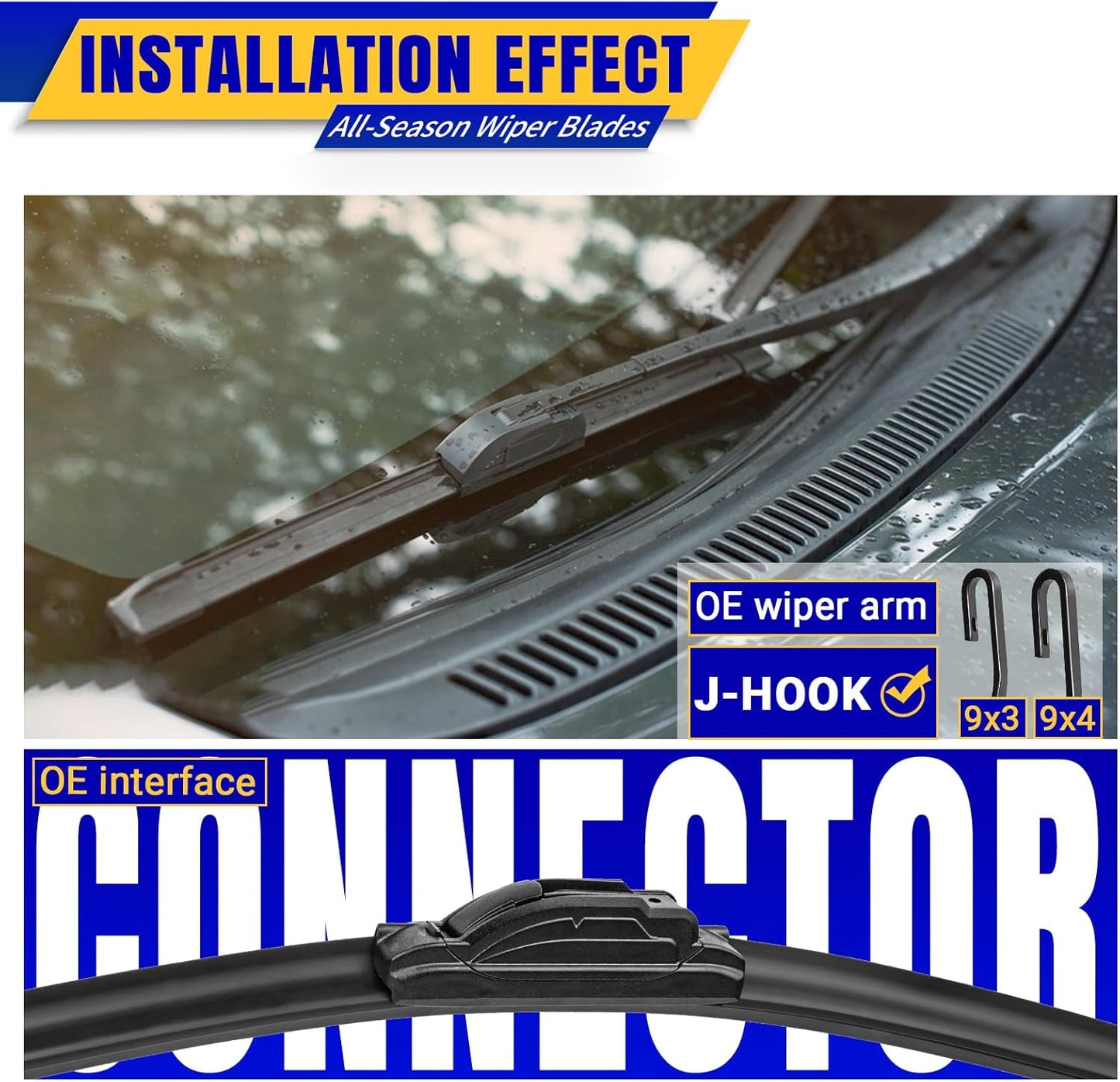 3 wipers Replacement for 2007-2017 Jeep Patriot, Windshield Wiper Blades Original Equipment Replacement - 21"/21"/10" (Set of 3) UJ HOOK