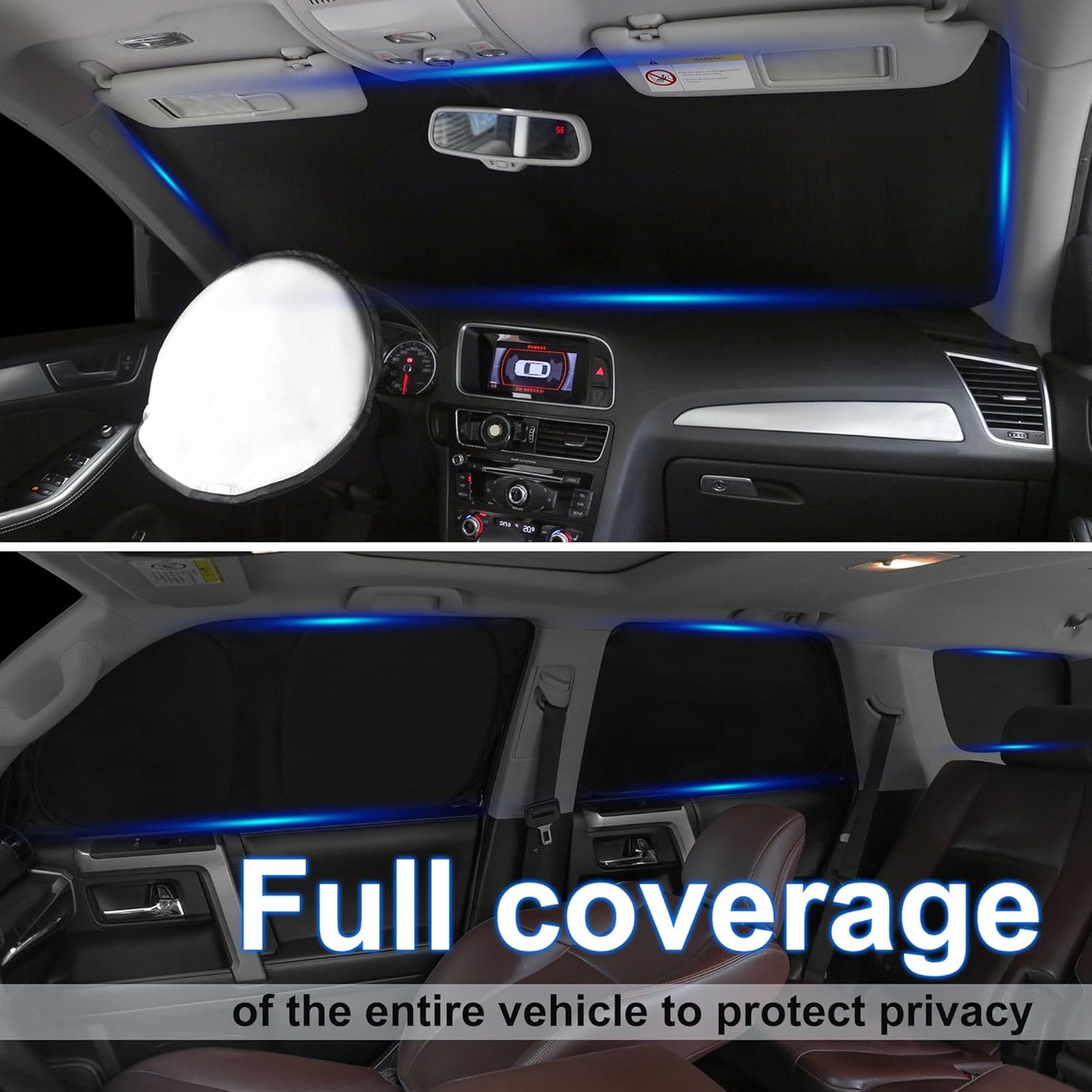 TINGLU Window Shades for Nissan Titan 2020-2024 Accessories Full Windows Windshield Sun Shade Sun UV Rays Privacy Protection for Camping 5PCS