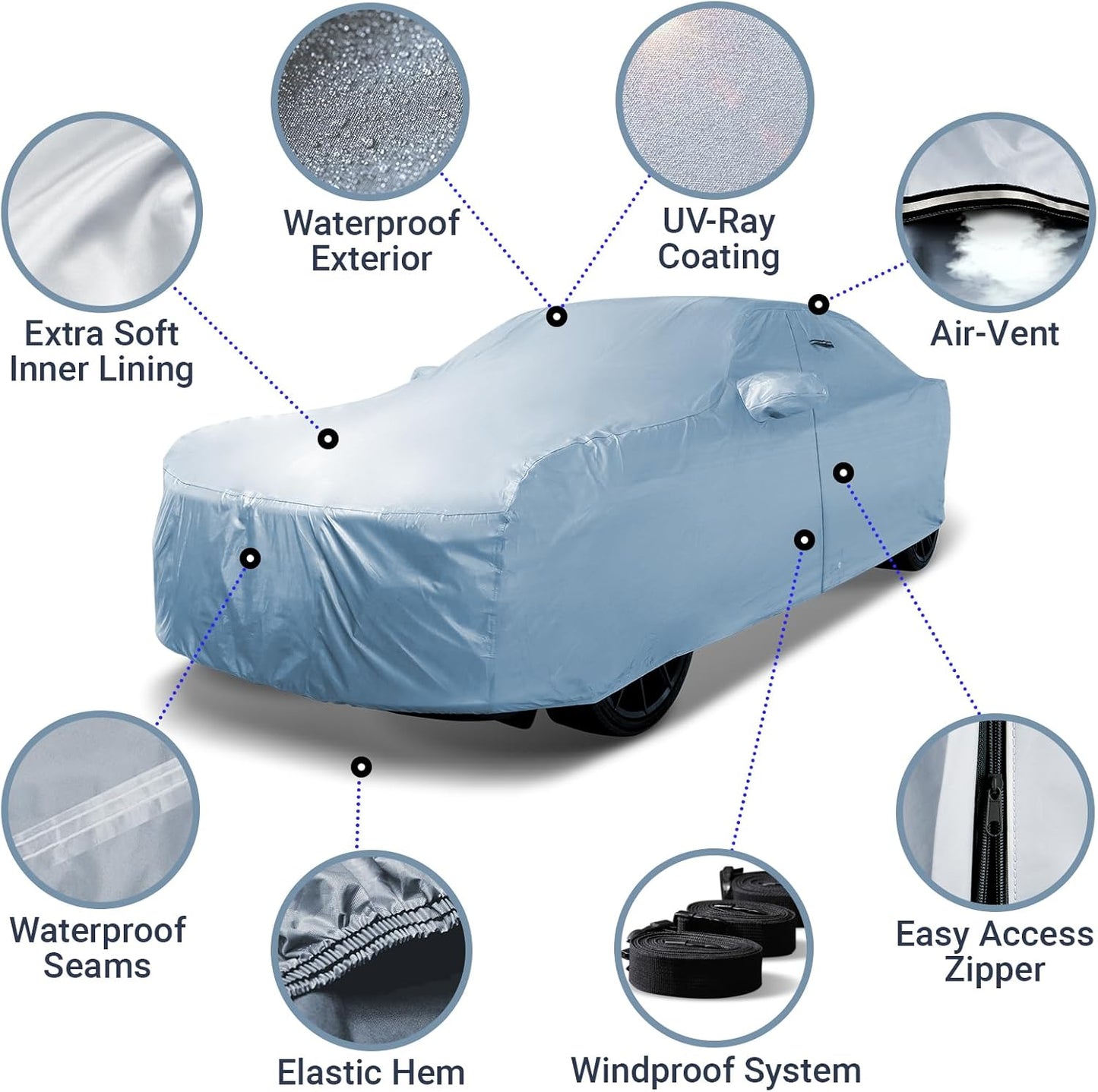 iCarCover Custom Car Cover for 2014-2025 BMW 4-Series Coupe, Convertible Waterproof All Weather Rain Snow UV Sun Protector Full Exterior Weatherproof Indoor Outdoor Car Cover with Strap