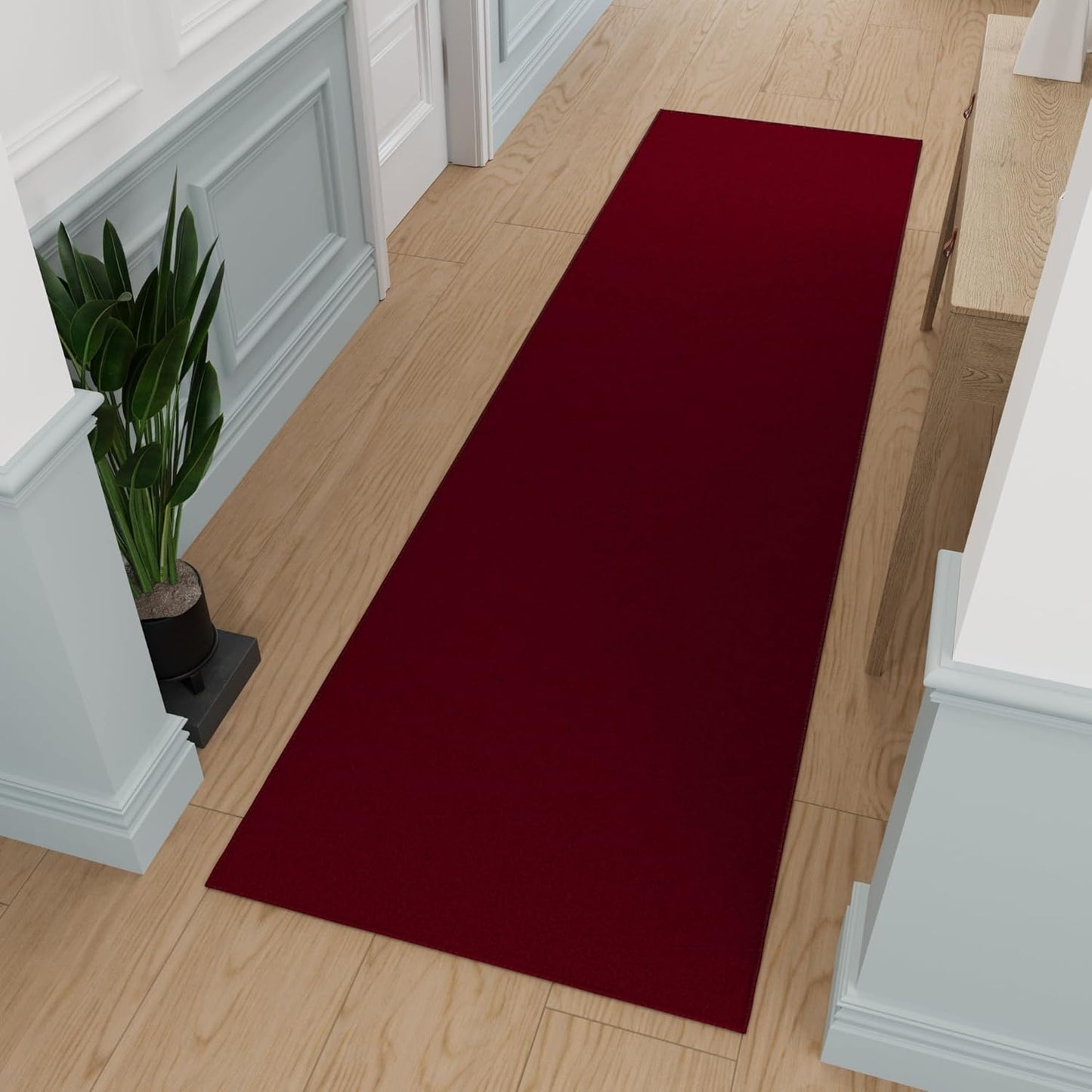 Ottomanson Hallway Runner Rug 2'7" x 9'10" Non Slip Solid Area Rugs Easy to Clean Laundry Rug Runner Durable & Pet Friendly Floor Carpet Runners for Hallways Entryway Living Room Kitchen, Red
