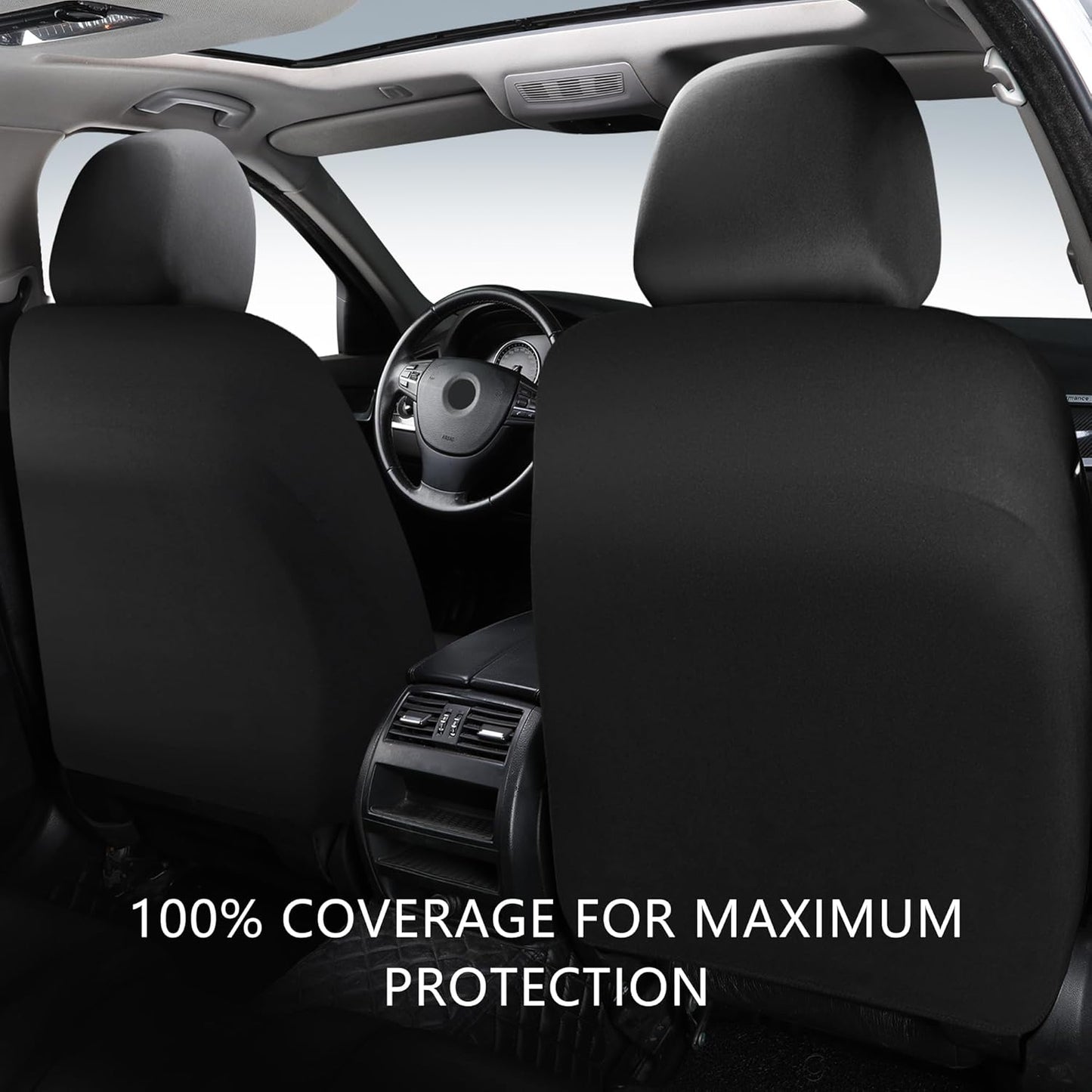 Car Seat Cover,Breathable and Waterproof Leather Seat Covers,Luxury PU Universal Fit Automotive Airbag Compatible for Cars Sedans SUV and Trucks(2 Pieces,Front Seat,Black+Redline,N1)