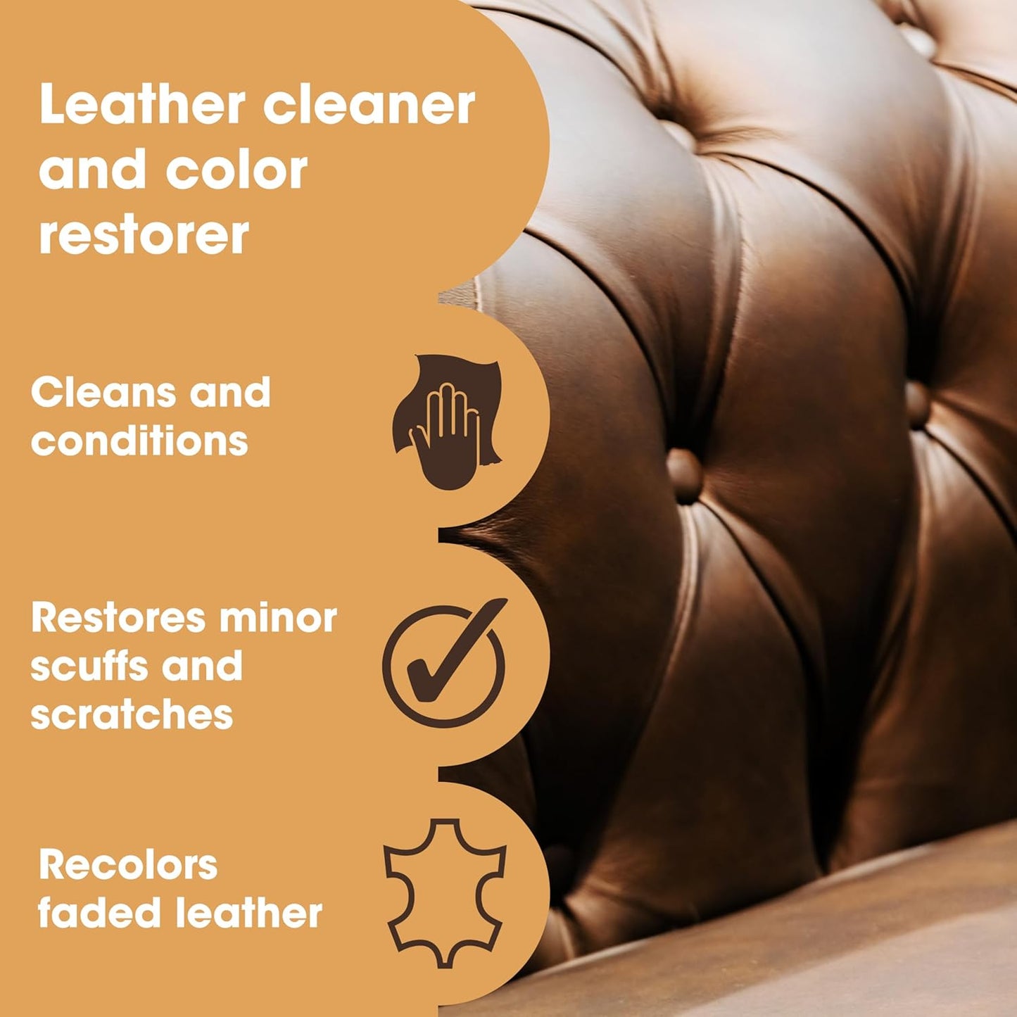 Furniture Clinic Leather Easy Restoration Kit | with Leather Recoloring Balm, Cleaner, Sponge, and Cloth | Leather Repair Kit for Scratched and Faded Furniture (Cream)