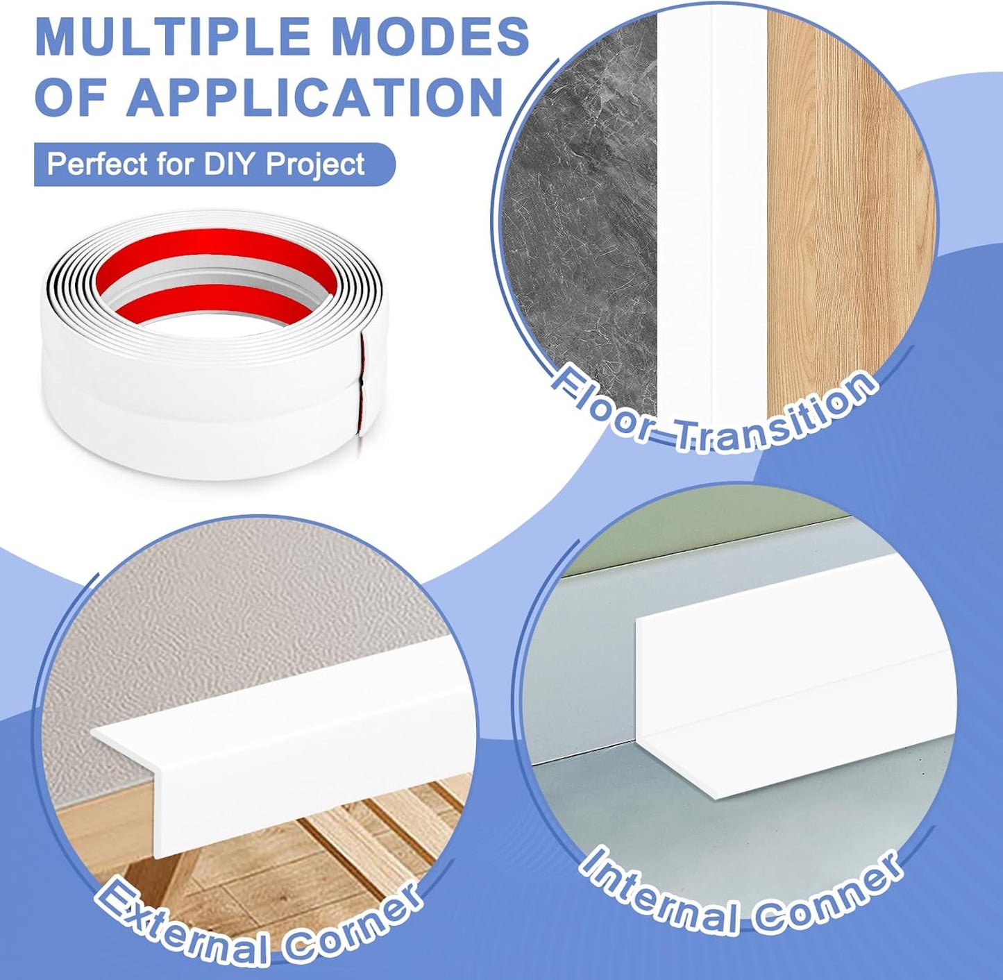 Wall Corner Protector Moulding Trim Peel and Stick Wall Corner Guards Trim Flexible Self Adhesive Edge Protector Moulding, 1.6 in x 10 Ft, White
