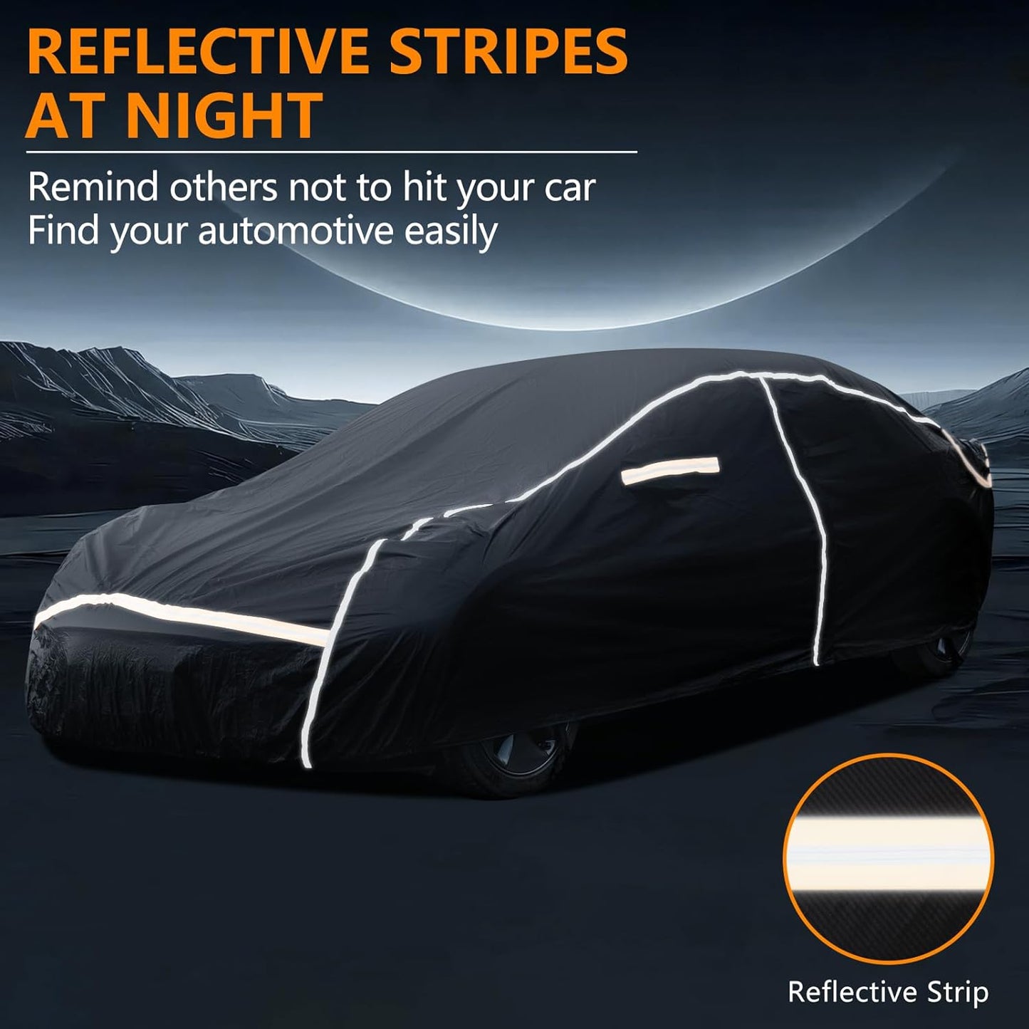 Car Cover Waterproof All Weather,6 Layers Car Covers for Automobiles, Full Exterior Cover with Zipper, Outdoor Car Cover Sun UV Rain Snow Wind Protection, Fit for 180"(180*70*59 inch)Sedan