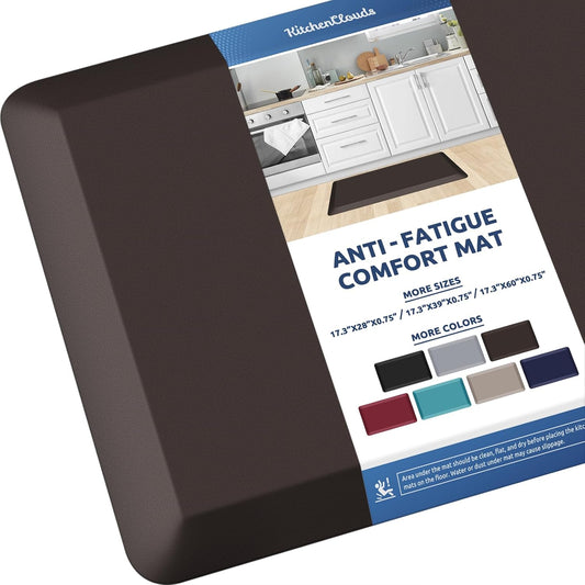 KitchenClouds Kitchen Mat Cushioned Anti Fatigue Kitchen Rug Non Slip Standing Mat Comfort Floor Mats for Sink Office (17.3"x60"- 0.8inch)