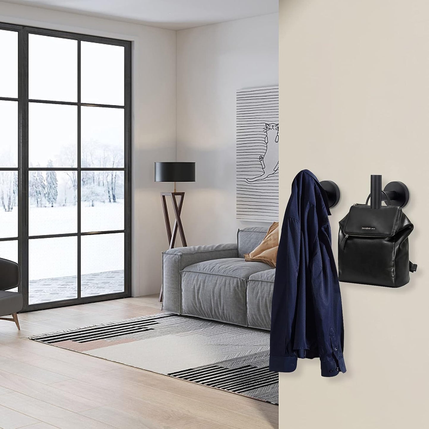 NearMoon Bath Towel Hooks- SUS 304 Stainless Steel Robe Hook Holder, Heavy Duty Coat Hook for Bathroom Livingroom Hotel Kitchen Garage, Wall Mounted (Matte Black, 4 Pack)