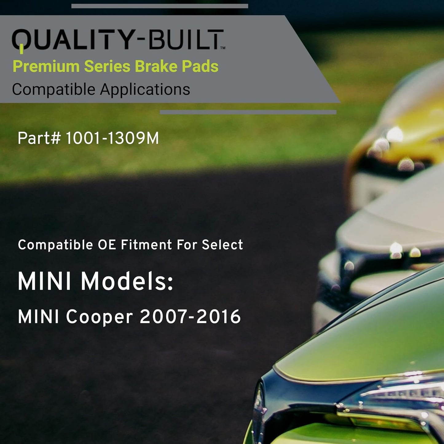 Premium Semi-Metallic Rear Brake Pads (1001-1309M) Compatible with Mini Cooper 2007-2016