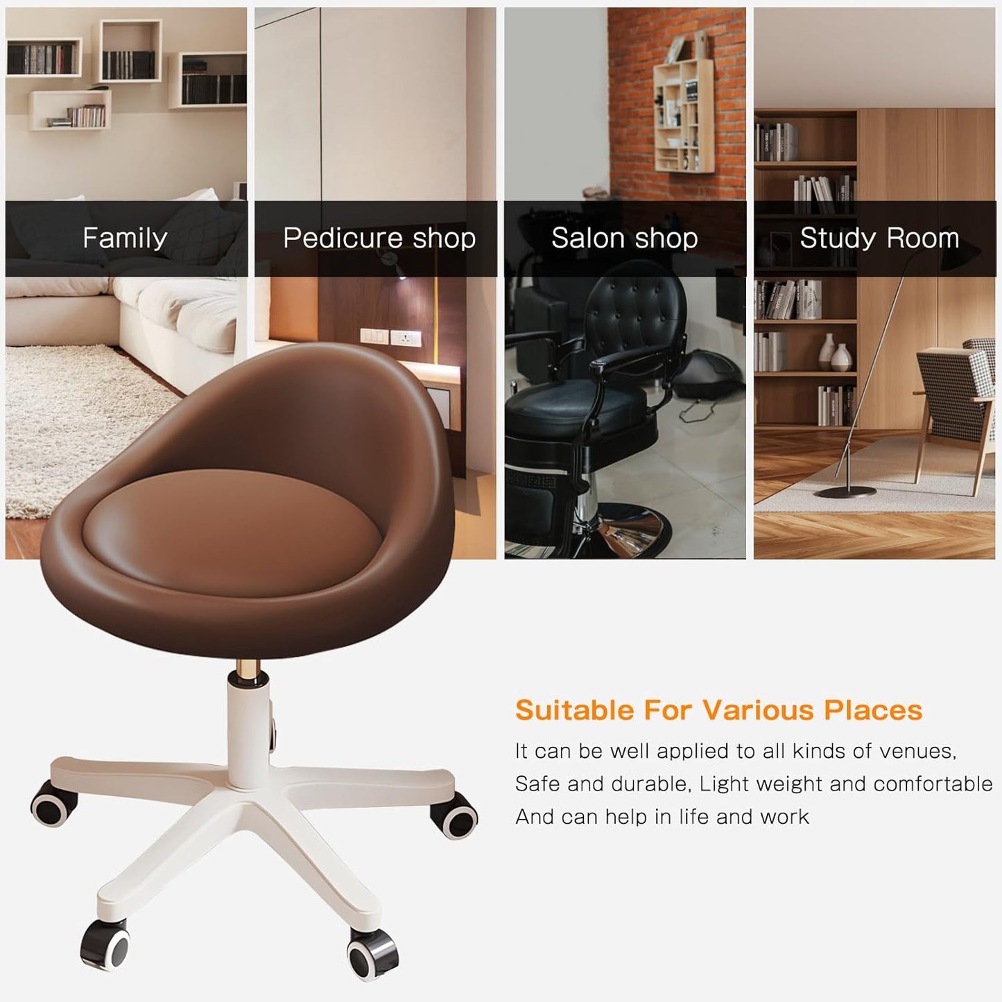 Rolling Stool Rolling Hydraulic Salon Stool with Low Backrest - Adjustable Swivel Chair for SPA, Shop, Salon, Massage, or Medical Office-1pcs