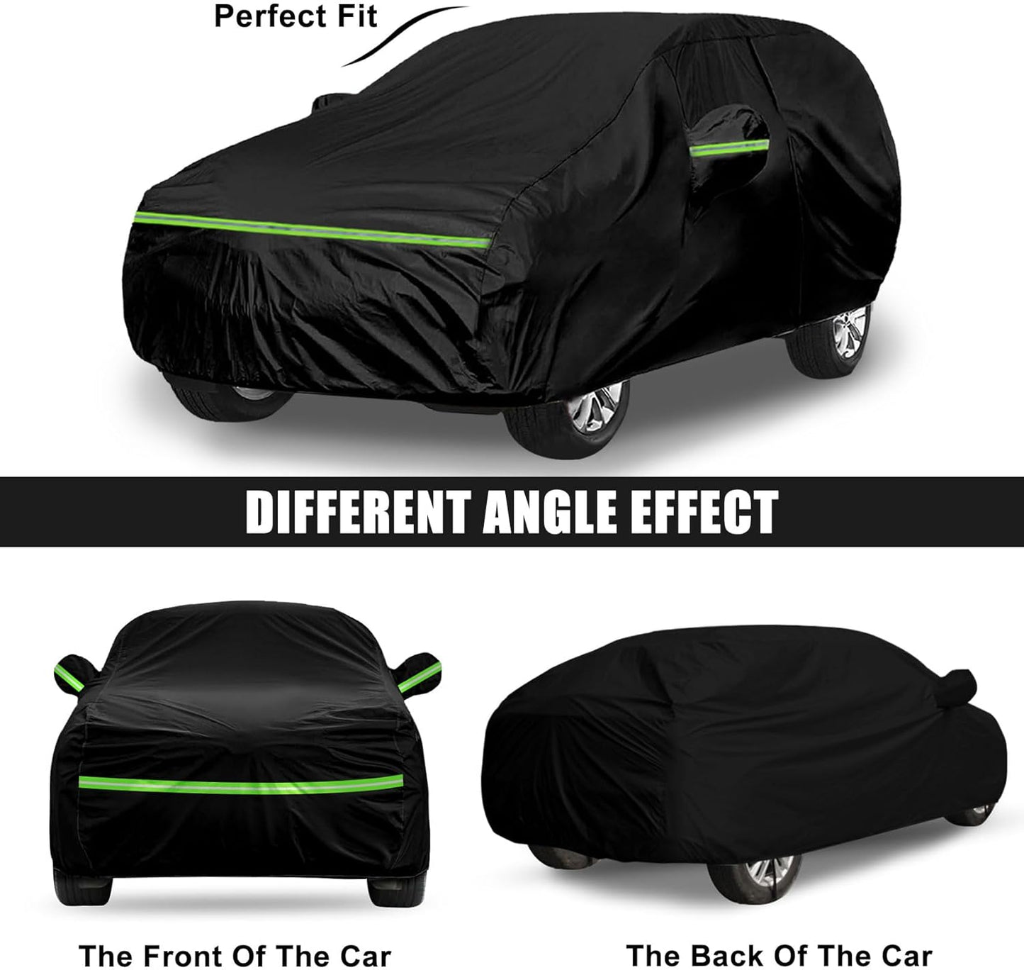 Waterproof Car Cover Compatible with Toyota Venza 2009-2024, Black 210T Inside Cotton Cover with Door Zippers for Snow Rain Dust Outdoor Protection