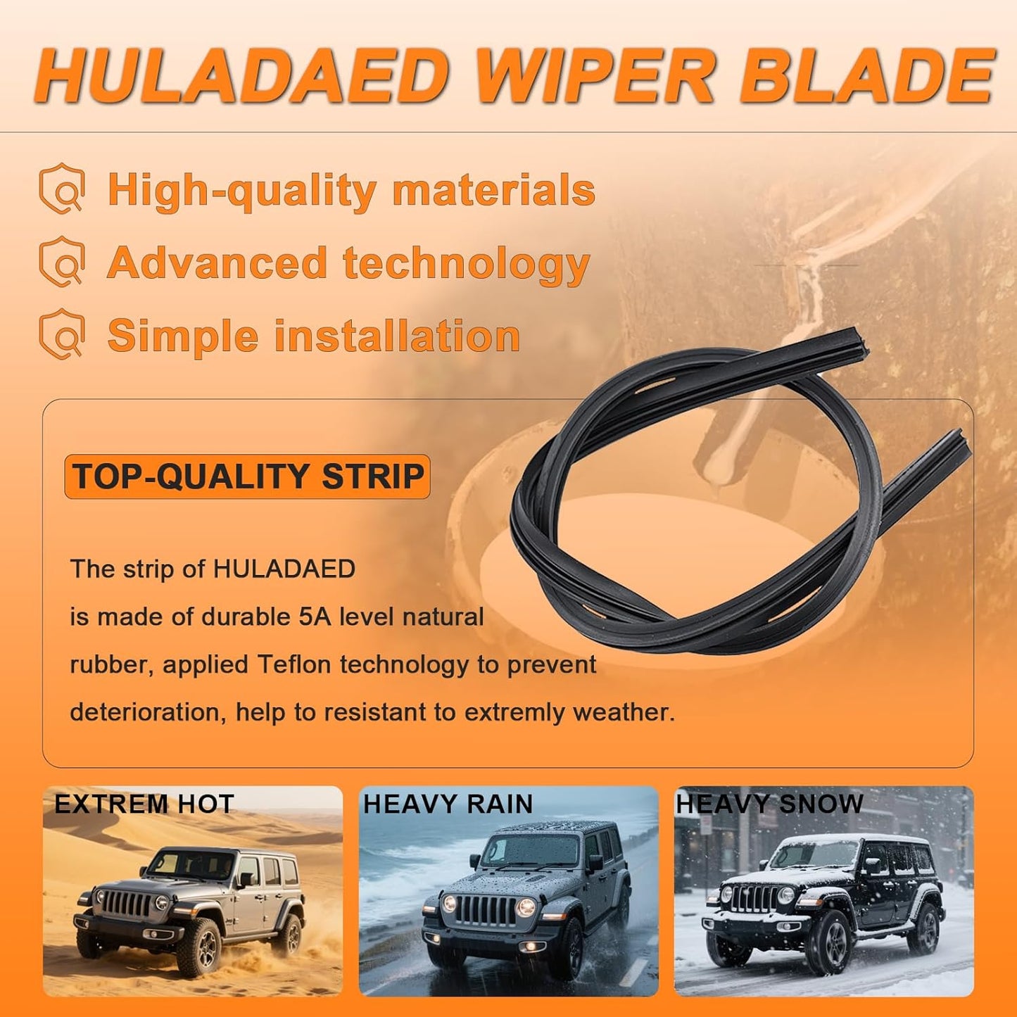 HULADAED® 26''+19''+14'' Windshield Wipers Replacement for Subaru Outback/Legacy 2014 2013 2012 2011 2010,Silicone Front Rear Wiper blades for MY Car-All Weather & Quiet(3 PACK)