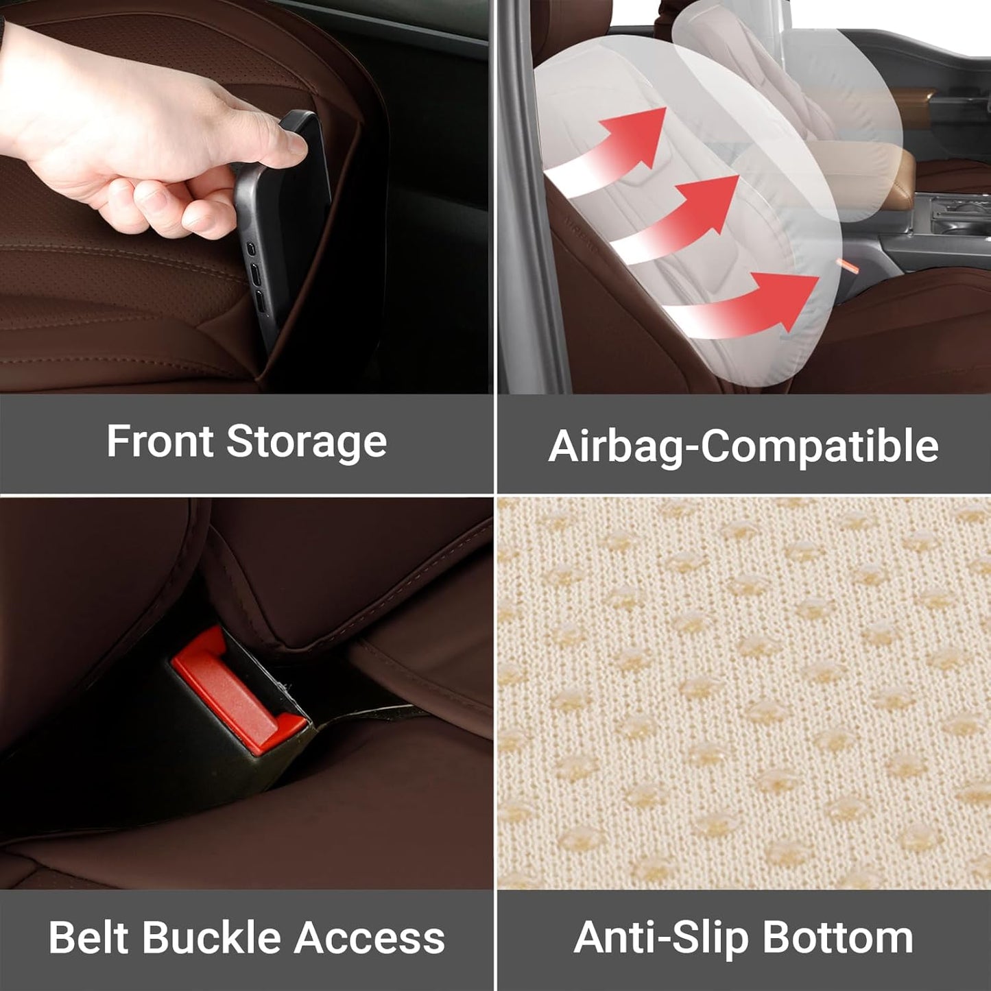 Coverland Custom Car Seat Covers Compatible with 2007-2013 Tundra Double Cab - Premium Leather Non-Slip Memory Foam Waterproof Cover Interior Protector Full Set-Dark Brown [See Size Chart-Size X134]