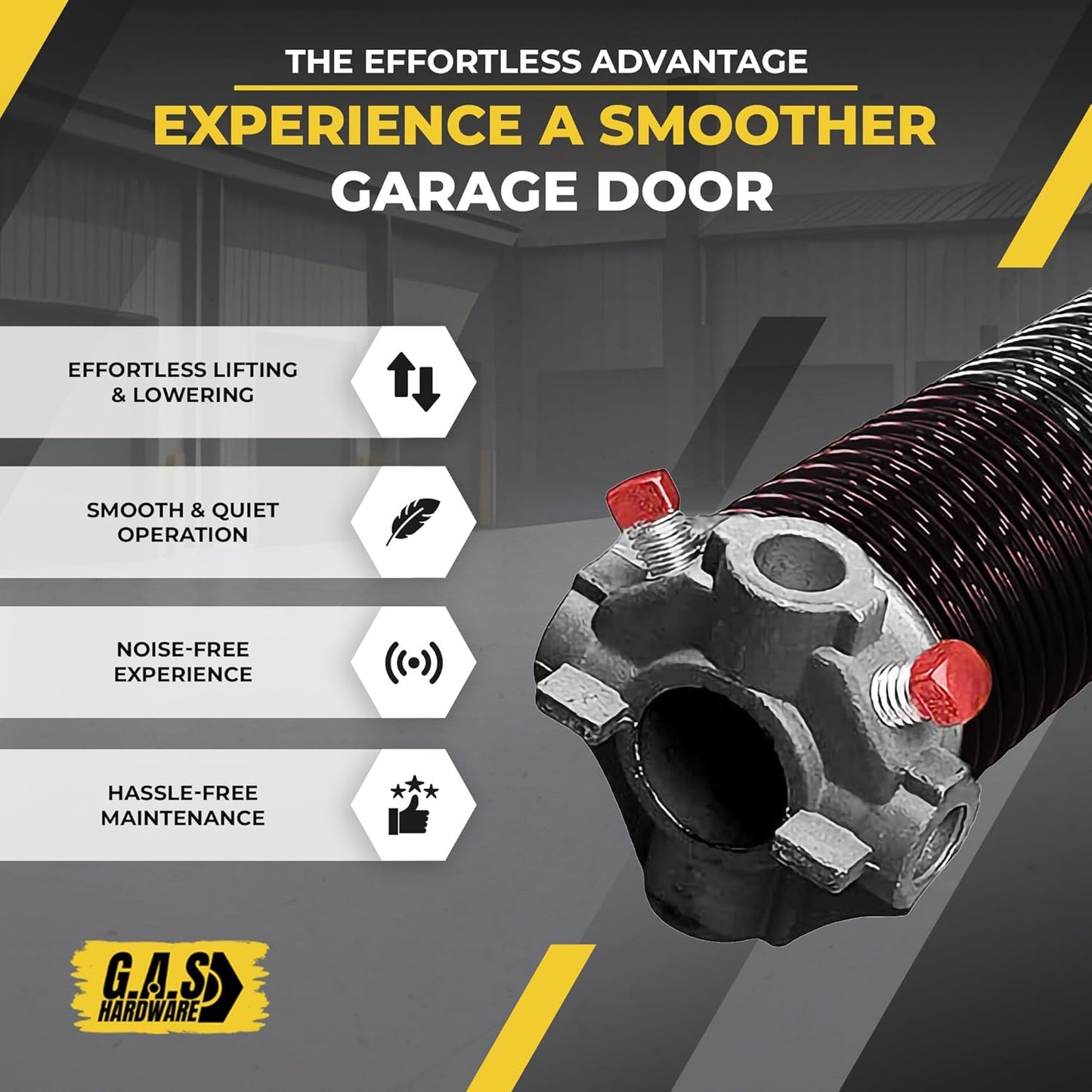 Garage Door Torsion Spring 234x1.75x35 Includes 1” Steel Bearing, Gloves, Manual, and Winding Bars for Right Side of Garage Door Precision E-Coating 5-Year Warranty Min. 30,000 Cycles (Black Cone)