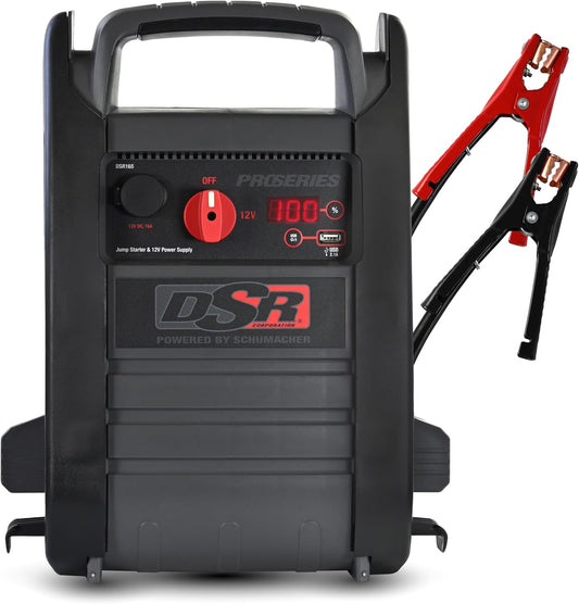 Schumacher Electric DSR ProSeries Car Battery Jump Starter - 2200 Peak Amp 12V Car Starter, Jump Box & Portable Power Station - Digital Display, Heavy-Duty Clamps - DSR165