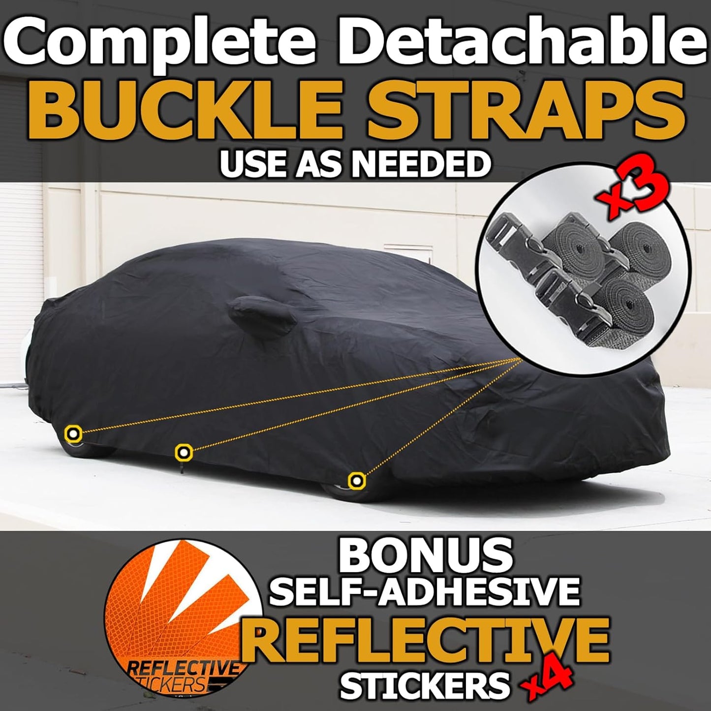 All Weather Waterproof car Cover Good for rain Snow uv Protection dust mid-Size Sedan Altima Accord Prius Impreza Passat Fusion Camry Model 3 Black