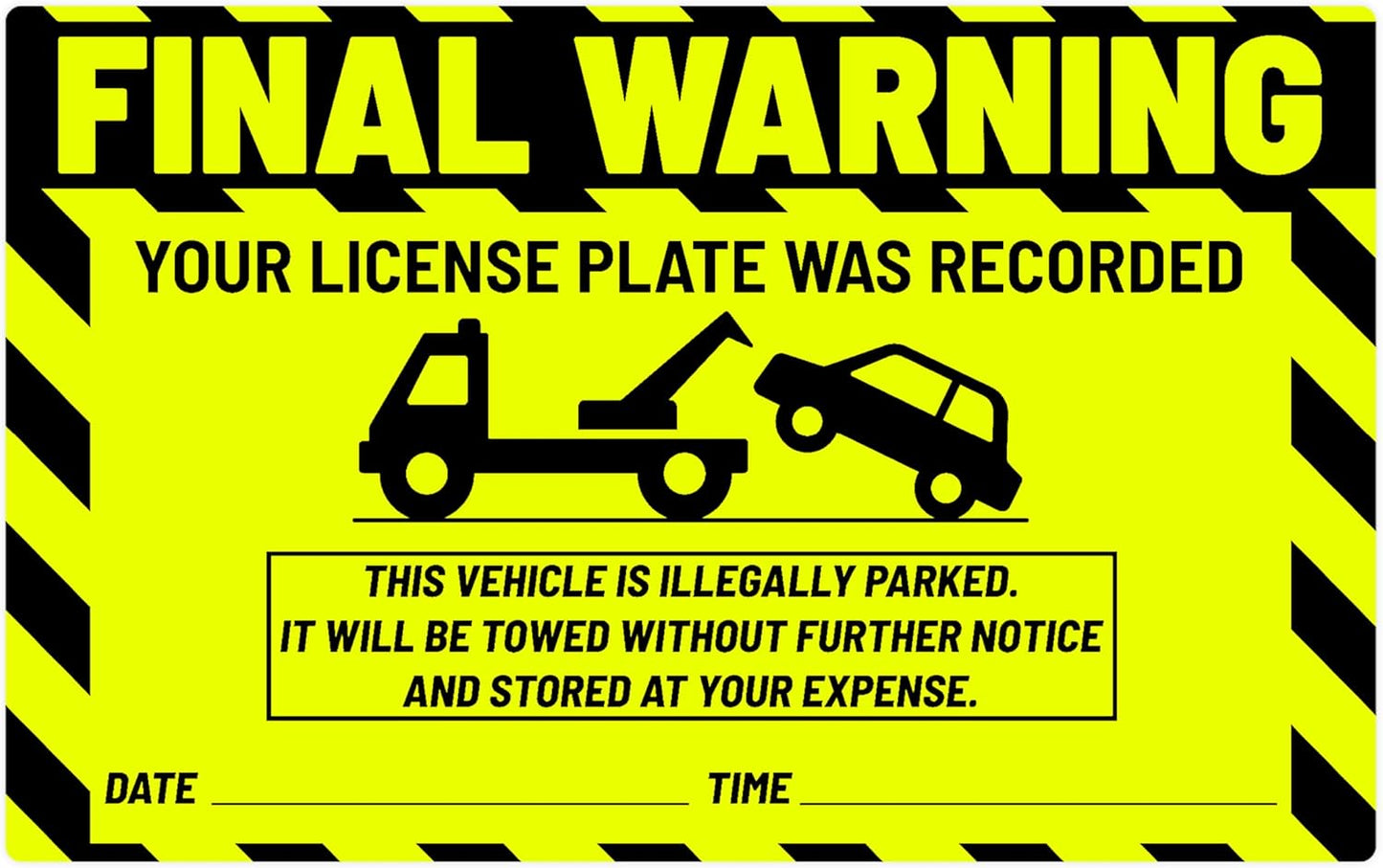 easykart labels 50 Parking Violation Notice Parking Violation Stickers Tow for Car Parking Warning Adhesive Car Window Fluorescent Green Labels (1 Pack)