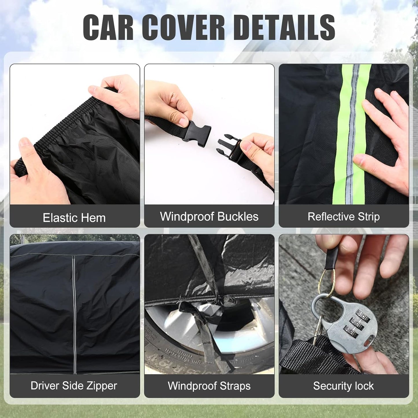 Waterproof Car Cover Compatible with Chevrolet Colorado Crew Cab Long Bed 6.1ft WT/LT/Z71/ZR2 2015-2025, 420D Oxford Cloth Car Cover with Zipper Door for Snow Rain Dust Hail Protection