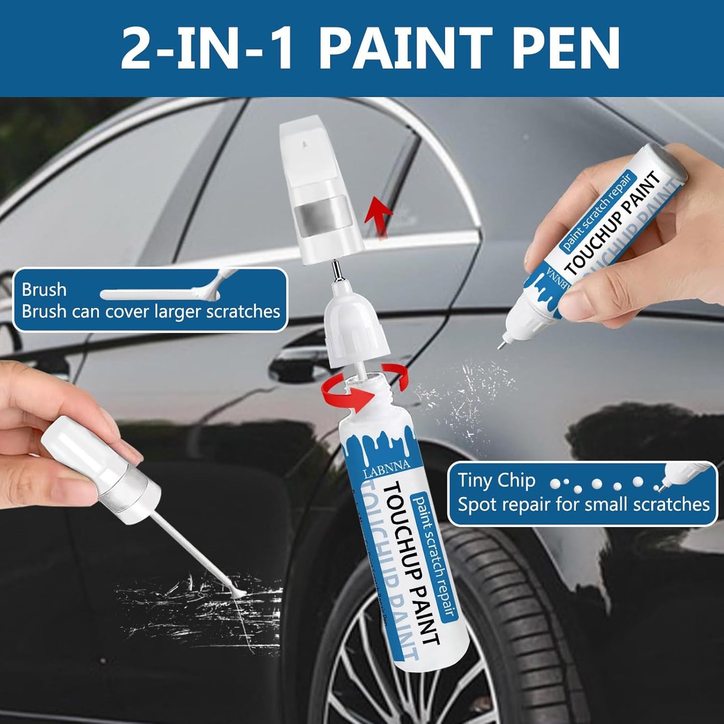 Ice Silver Metallic(G1U) Touch Up Paint for Subaru-Exact Match 2 in 1 touchup Paint Pen for Chips and Nicks Repair Car Paint Scratch Repair Kit