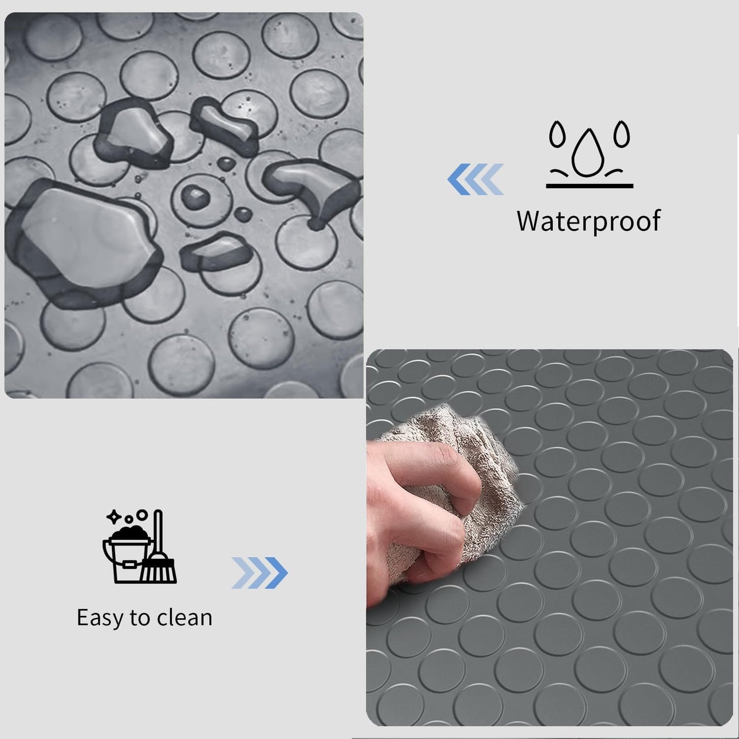 Premium Garage Floor Mat, Commercial Grade Heavy Duty Parking Mat for Garage Floor, Golf Cart Parking, Water/Stain Resistant Floor Runner (Grey Coin, 2 Rolls x 4 x 10 Feet)