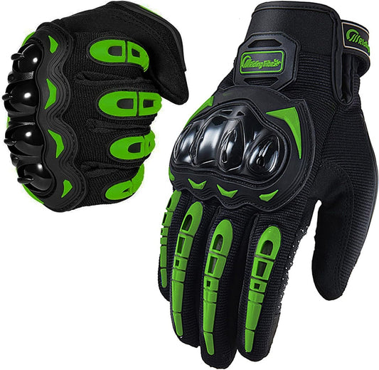 Motorcycle Gloves for Men and Women Full Finger Touchscreen Mountain Dirt Bike Gloves for Powersports BMX ATV MTB Driving Motocross Cycling Gloves(M, Green)