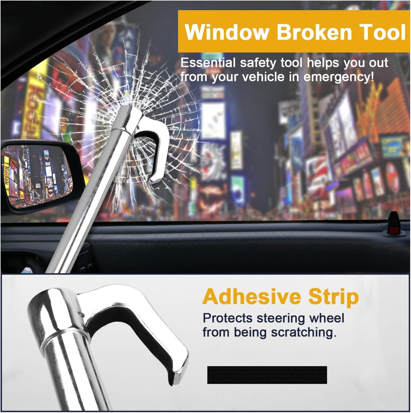 Tevlaphee Universal Steering Wheel Brake Lock Anti-Theft Retractable Double Hook Car Clutch Pedal Lock for Car Truck SUV Van Security with 3 Keys