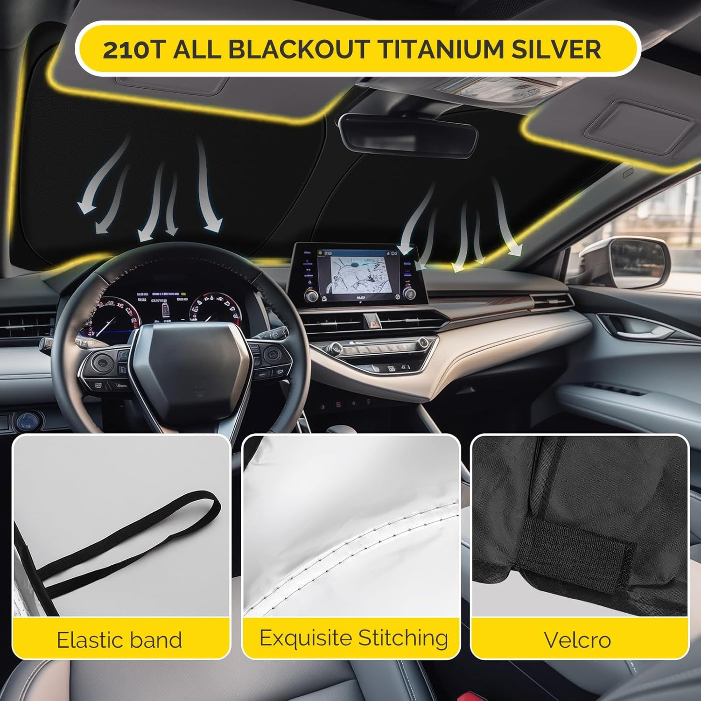 Car Windshield Sun Shade Compatible with 2020 2021 2022 2023 2024 2025 Toyota Highlander Accessories Sunshade Custom for Highlander L LE XLE Limited Platinum Windshield Sun Visor