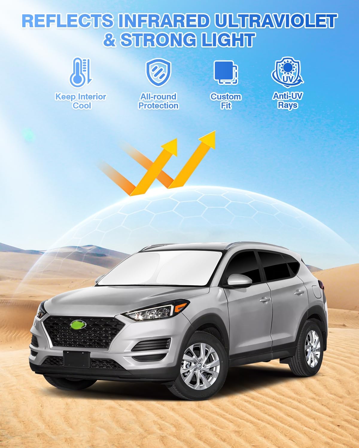 Sunshades for Hyundai Tucson 2016-2021 Accessories Windshield Sun Shade Side Rear Window Shade Cover Sun Visor Shield Privacy Protection Keep Vehicle Cool Black 8PCS